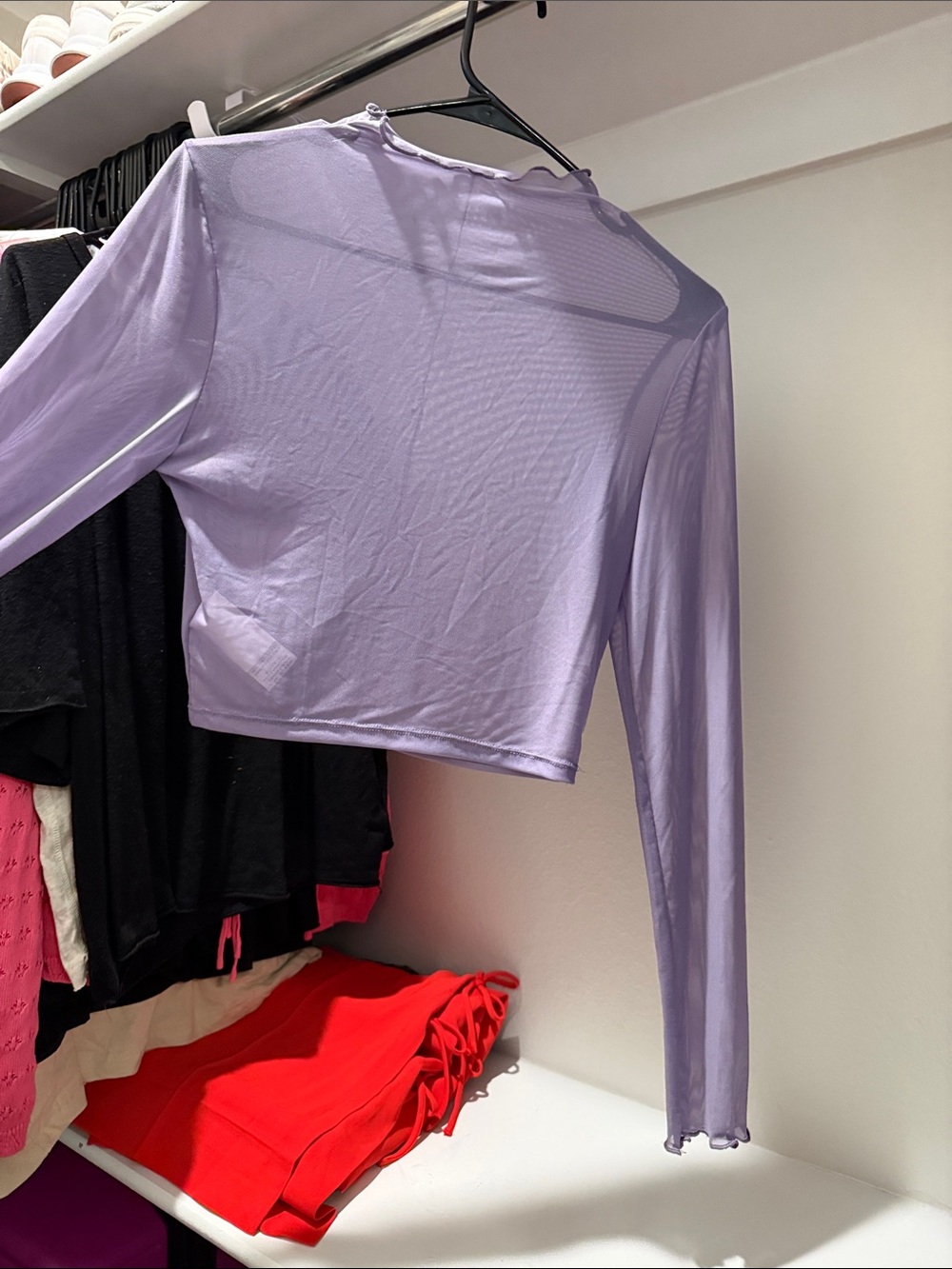 Women's Lavender Long Sleeve Crop Top